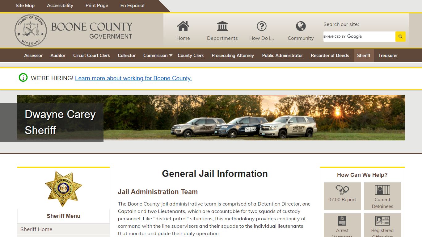 Boone County Jail - General Jail Information